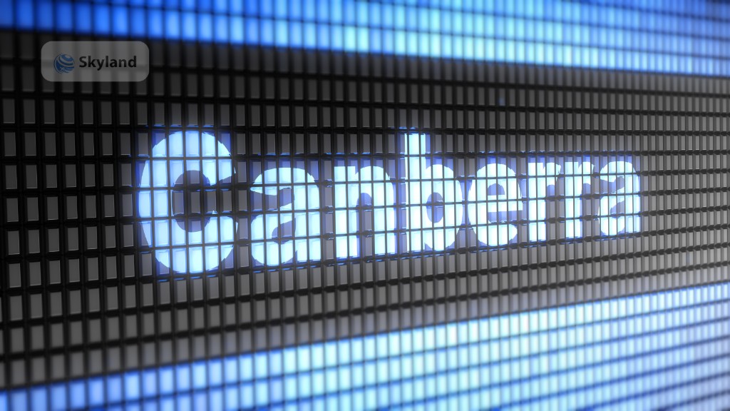 Canberra displayed on a digital board
