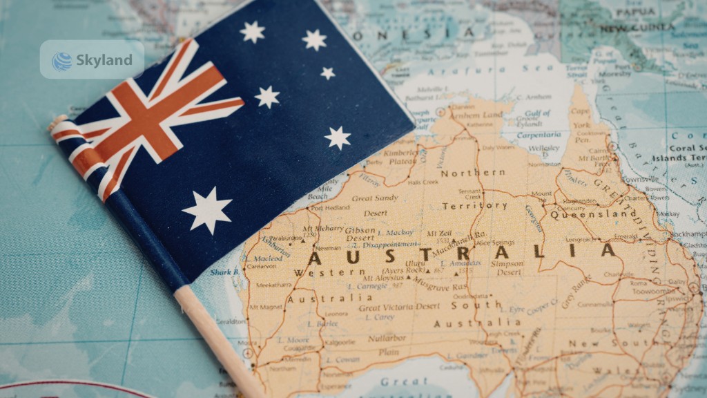 Australian flag on a map of Australia
