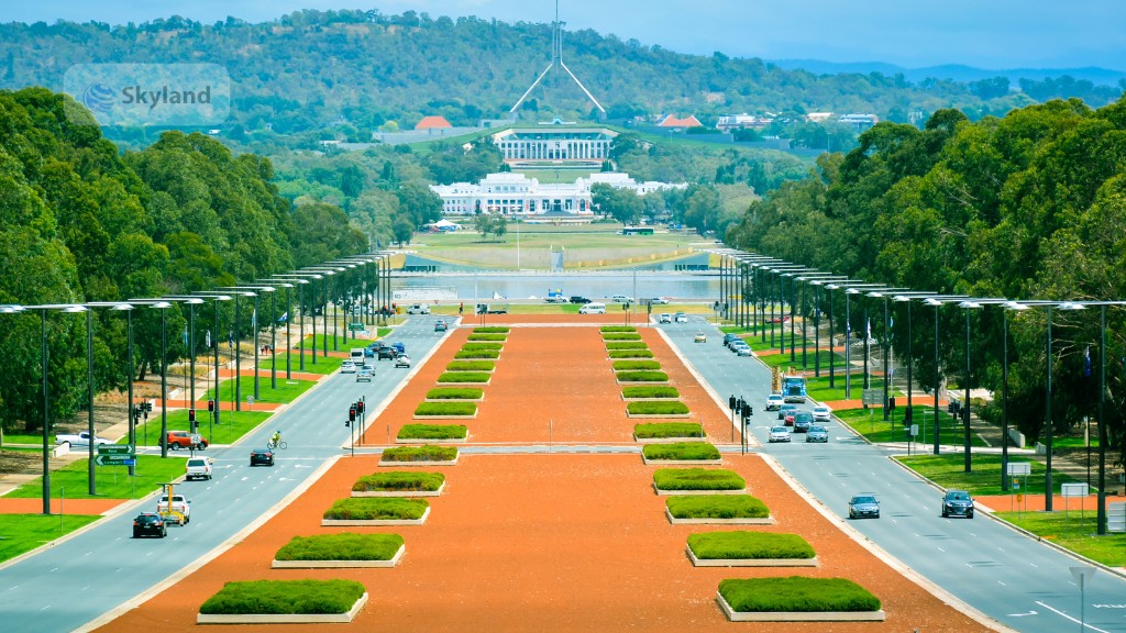 Anzac Parade leading to Parliament House in Canberra
