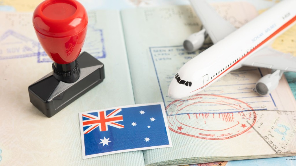 Passport, stamp and Australian flag