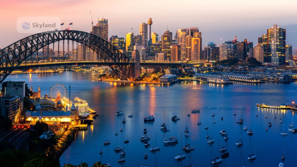 Sydney Harbour at dusk with Harbour Bridge