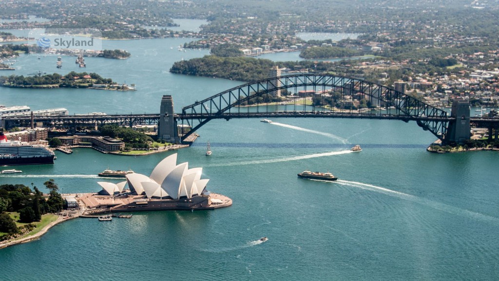 Aerial view of Sydney Opera House and Harbour Bridge