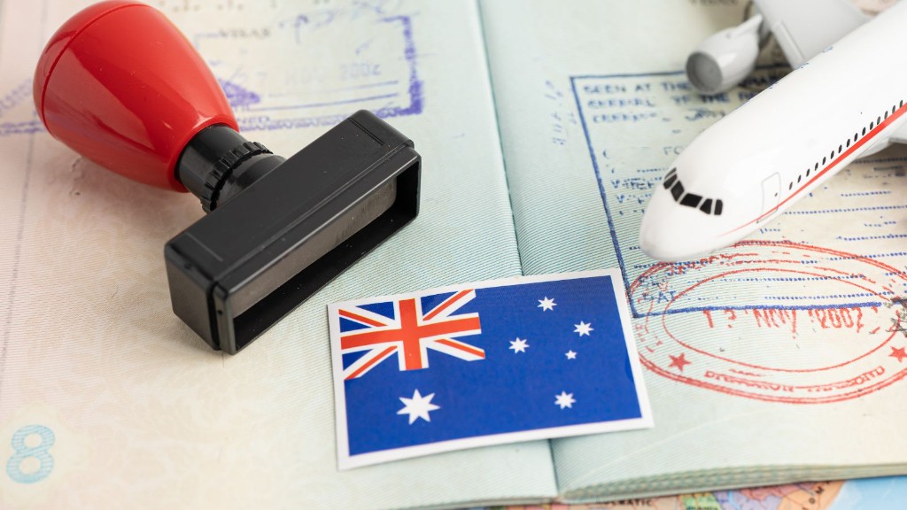 Passport, stamp and Australian flag