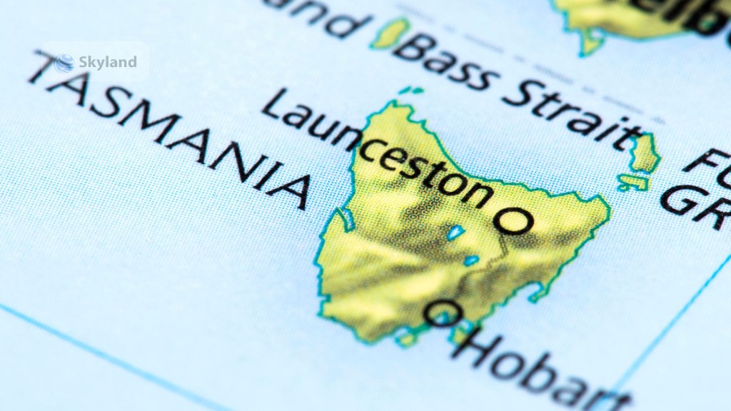 Map of Tasmania showing Hobart and Launceston
