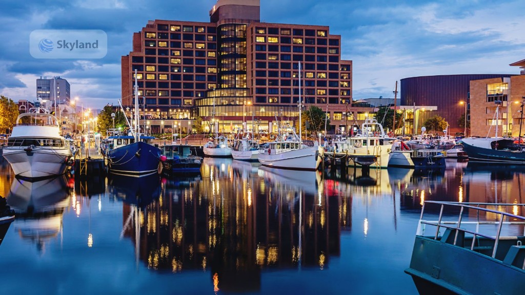 Hobart waterfront at dusk with Hotel Grand Chancellor