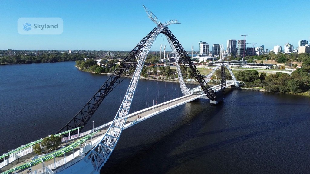 Elizabeth Quay ferry and Perth city skyline