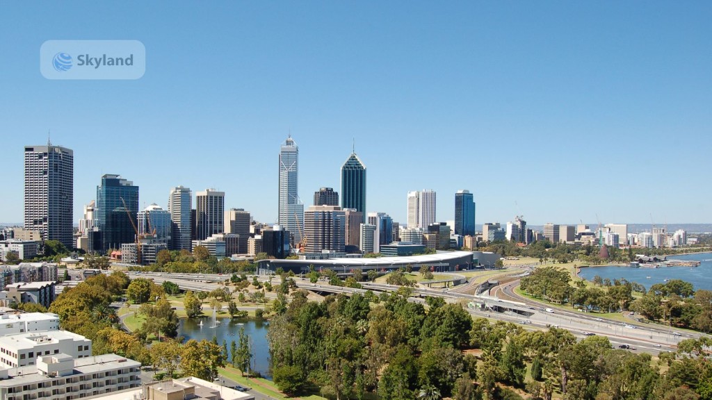 Perth skyline, Kings Park and the Swan River