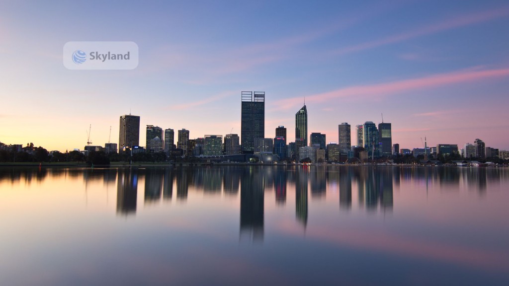 Perth skyline reflected in the Swan River at dusk