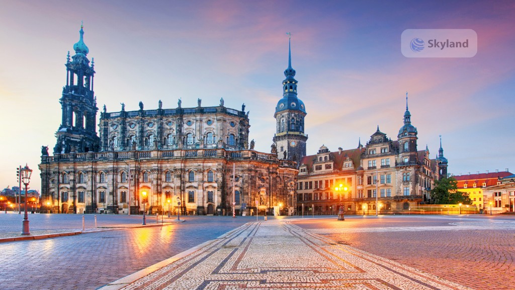 Theaterplatz in Dresden at dusk