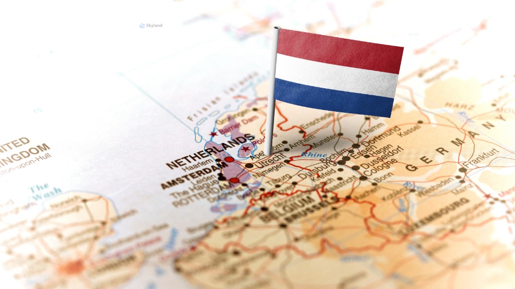 Map of the Netherlands with a Dutch flag pin