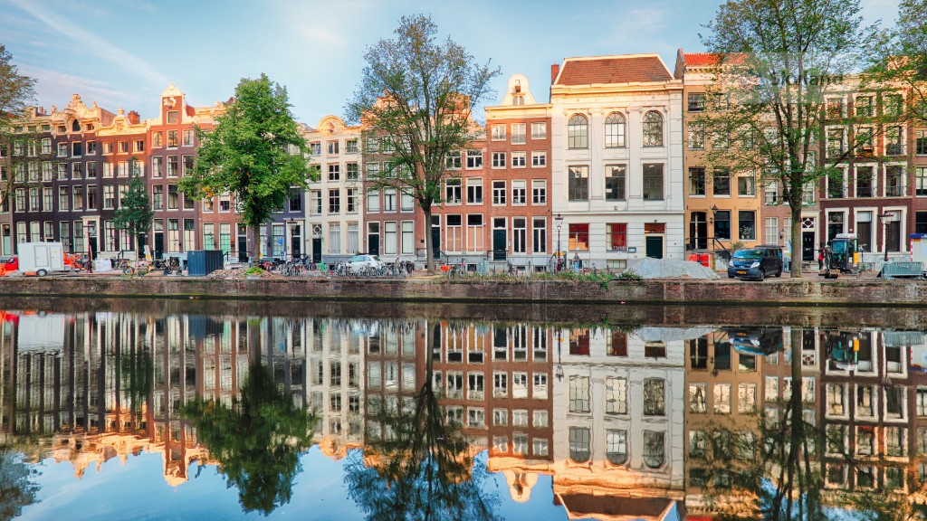 Amsterdam canal lined with traditional Dutch houses