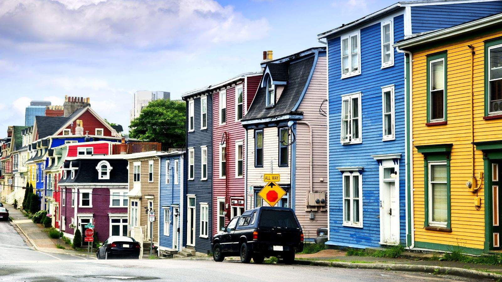 Colourful houses overlooking the harbour in St. John's