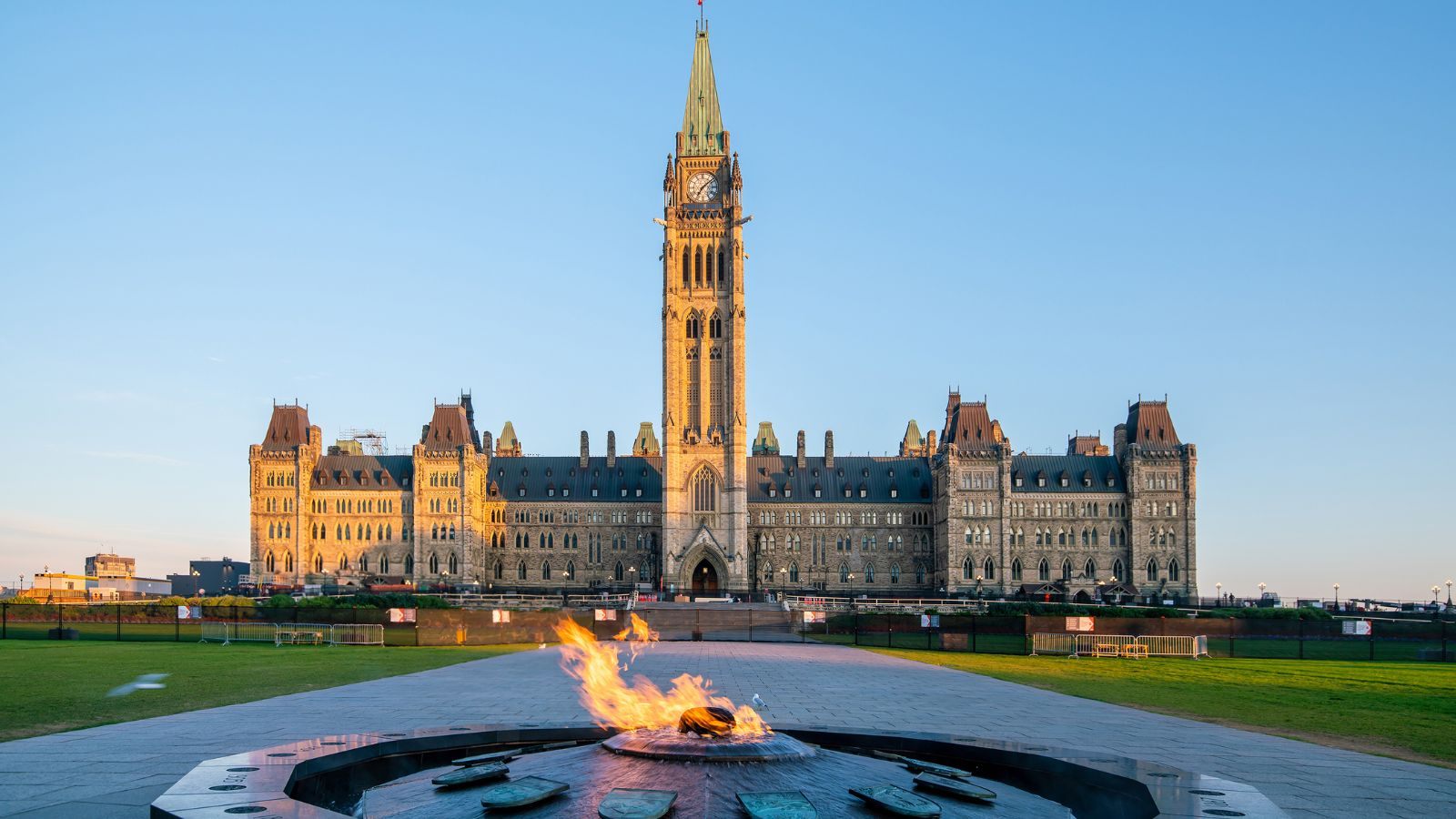 Parliament Hill and the Centennial Flame in Ottawa
