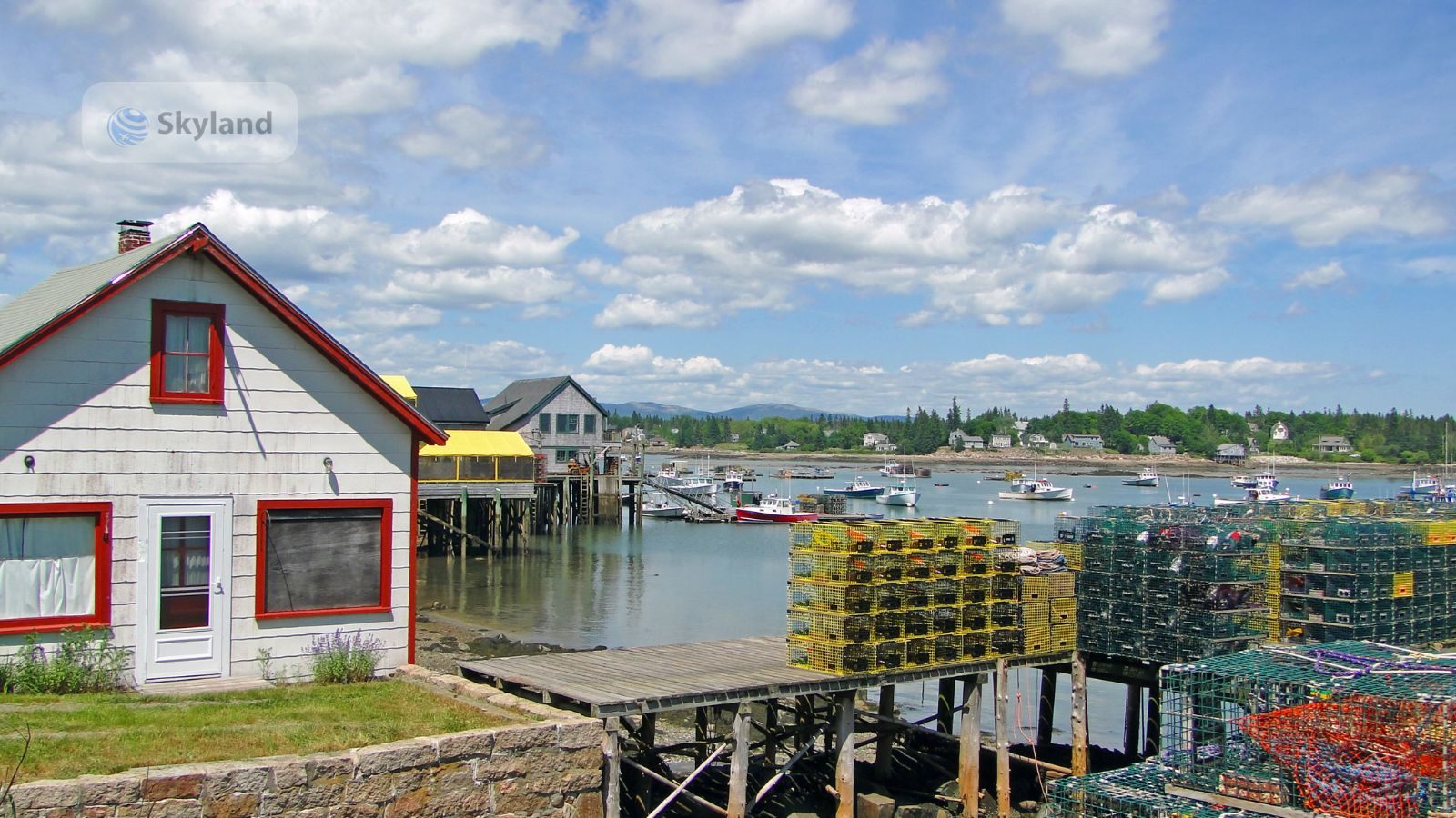 Fishing harbour with lobster traps in Prince Edward Island
