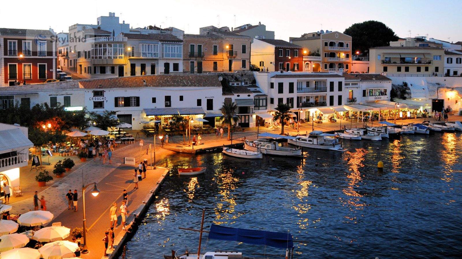 Waterfront promenade at dusk