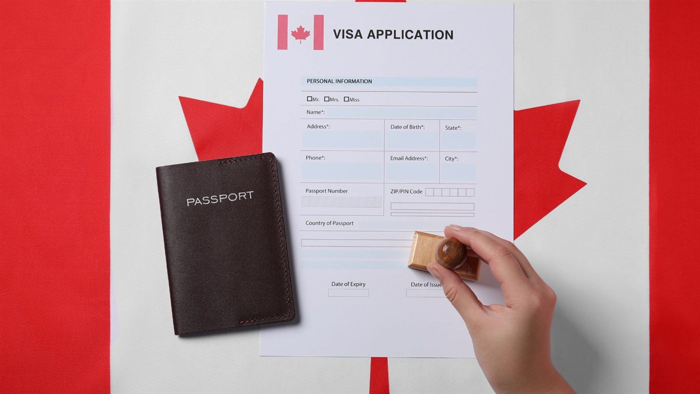 Visa application form being stamped
