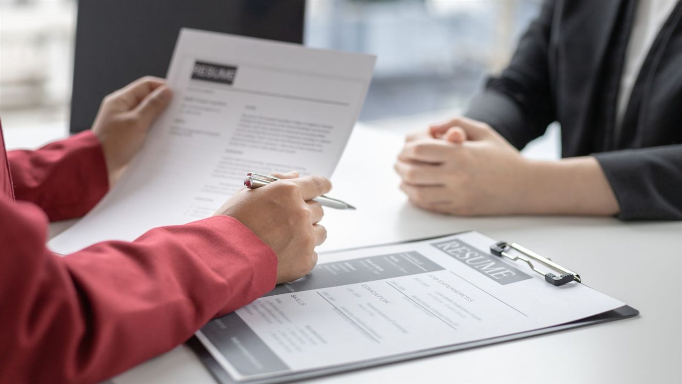 Reviewing a resume during a professional consultation