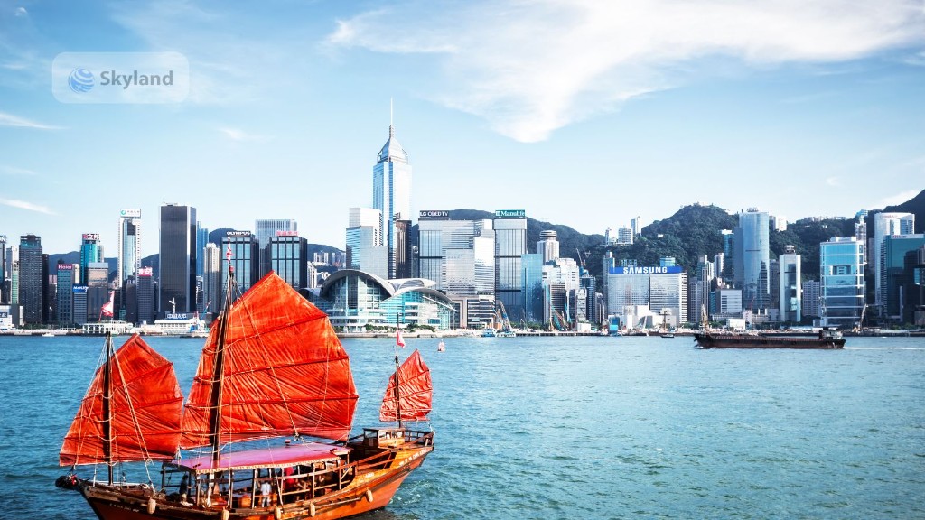 Hong Kong waterfront skyline at sunset