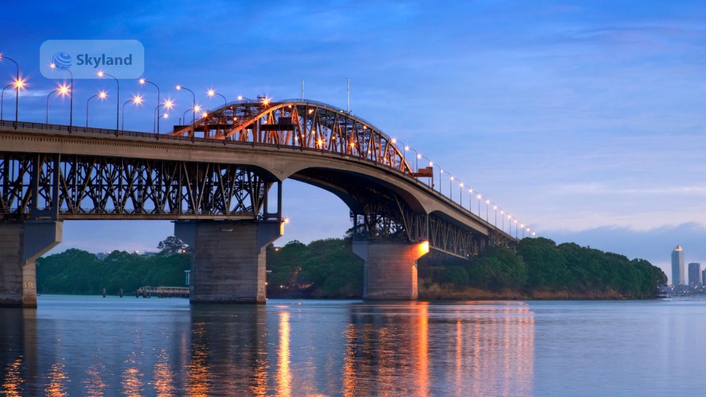 Auckland Harbour Bridge at dusk