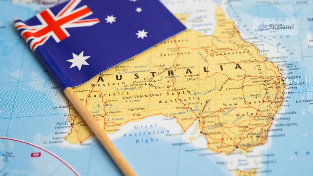 Australian flag on a map of Australia