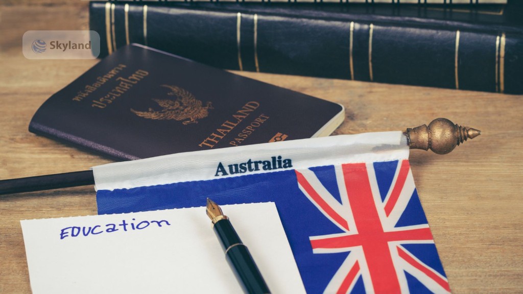 Australian flag, passport and education notes
