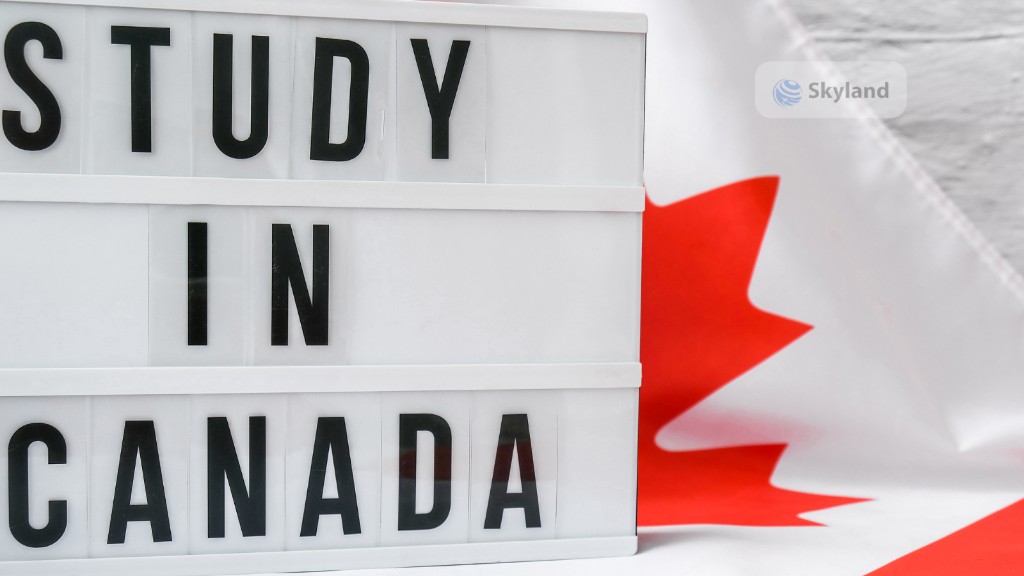 STUDY IN CANADA lightbox with the Canadian flag