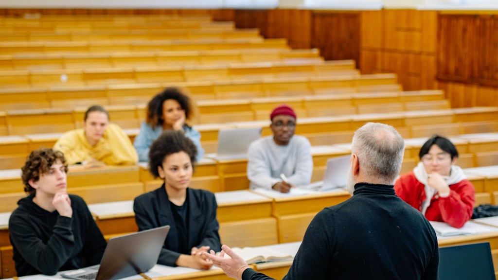 University lecture hall with students and a lecturer
