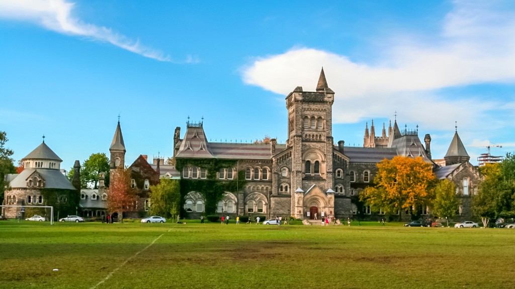 Historic Canadian university campus and lawn